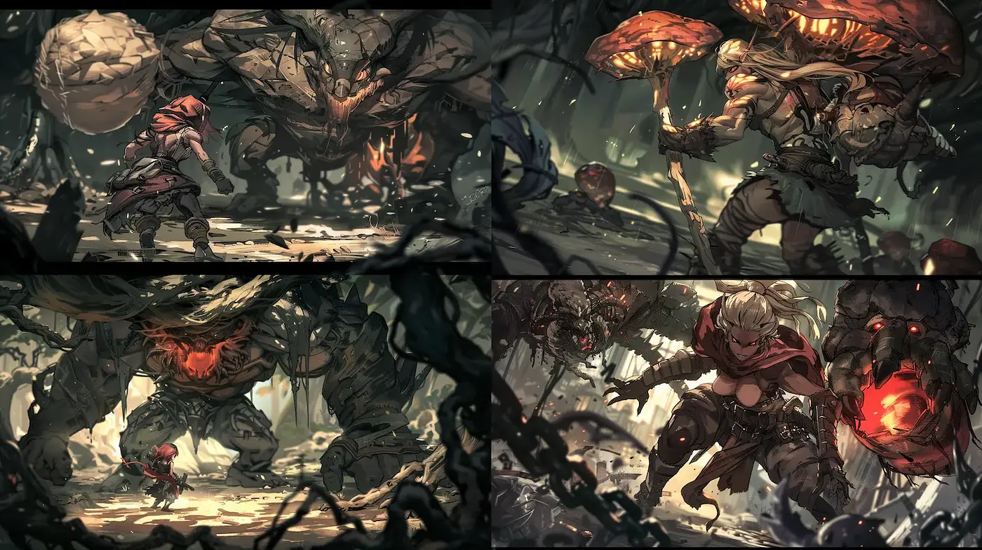 Dark Fantasy Artwork with Organic and Elemental Themes - Midjourney sref style