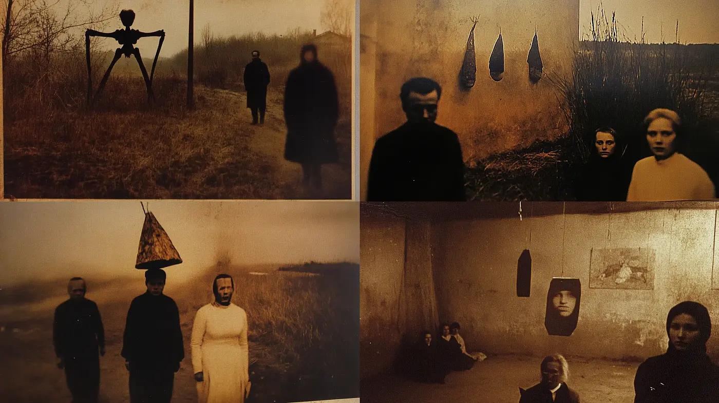 Ethereal Reminiscence: A Study in Sepia Tones and Surrealism - Midjourney sref style