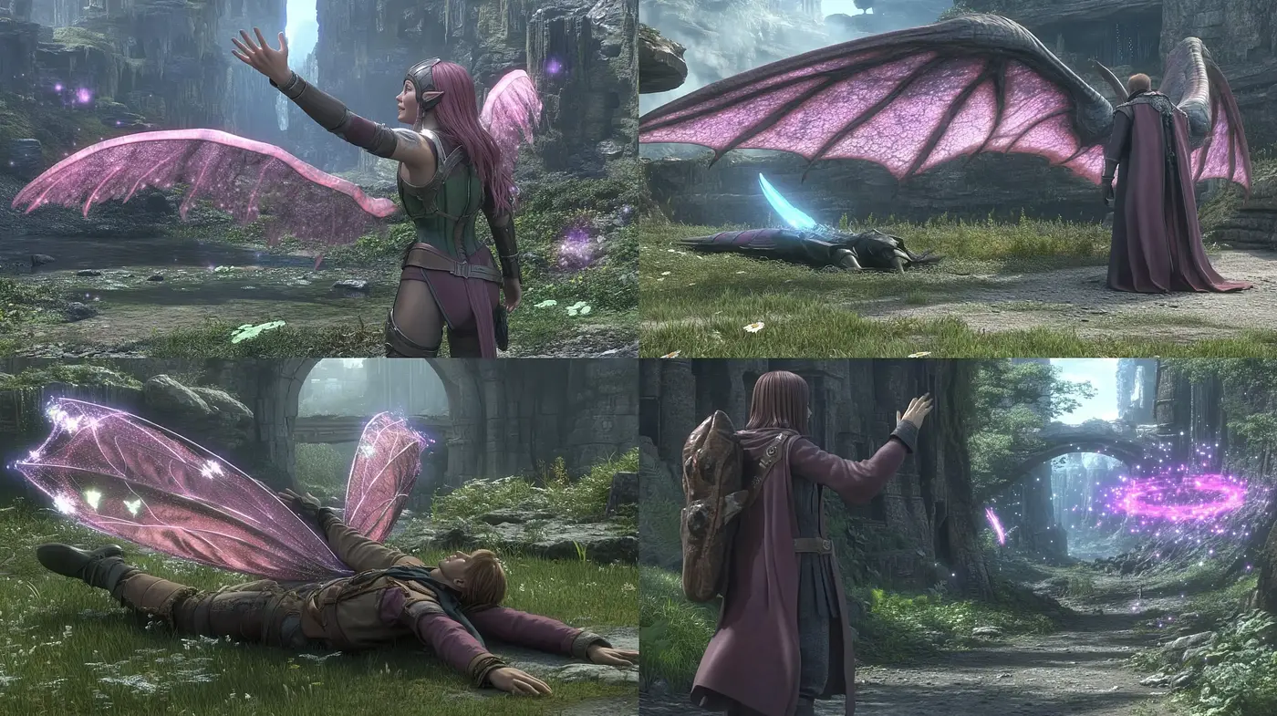 Ethereal Fantasy Realms with Enigmatic Magenta Accents - Midjourney sref style