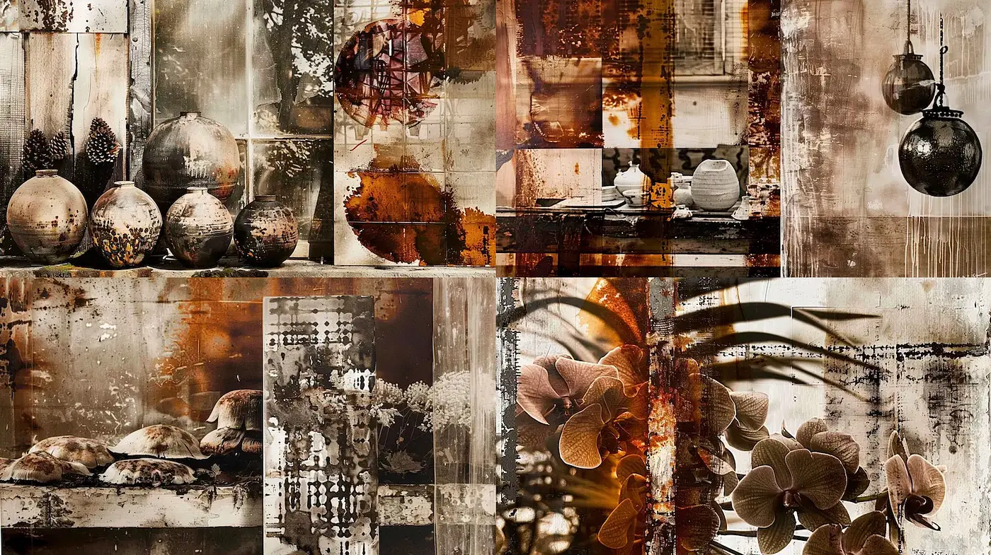 Exploration of Rustic Elegance with Elements of Nature - Midjourney sref style