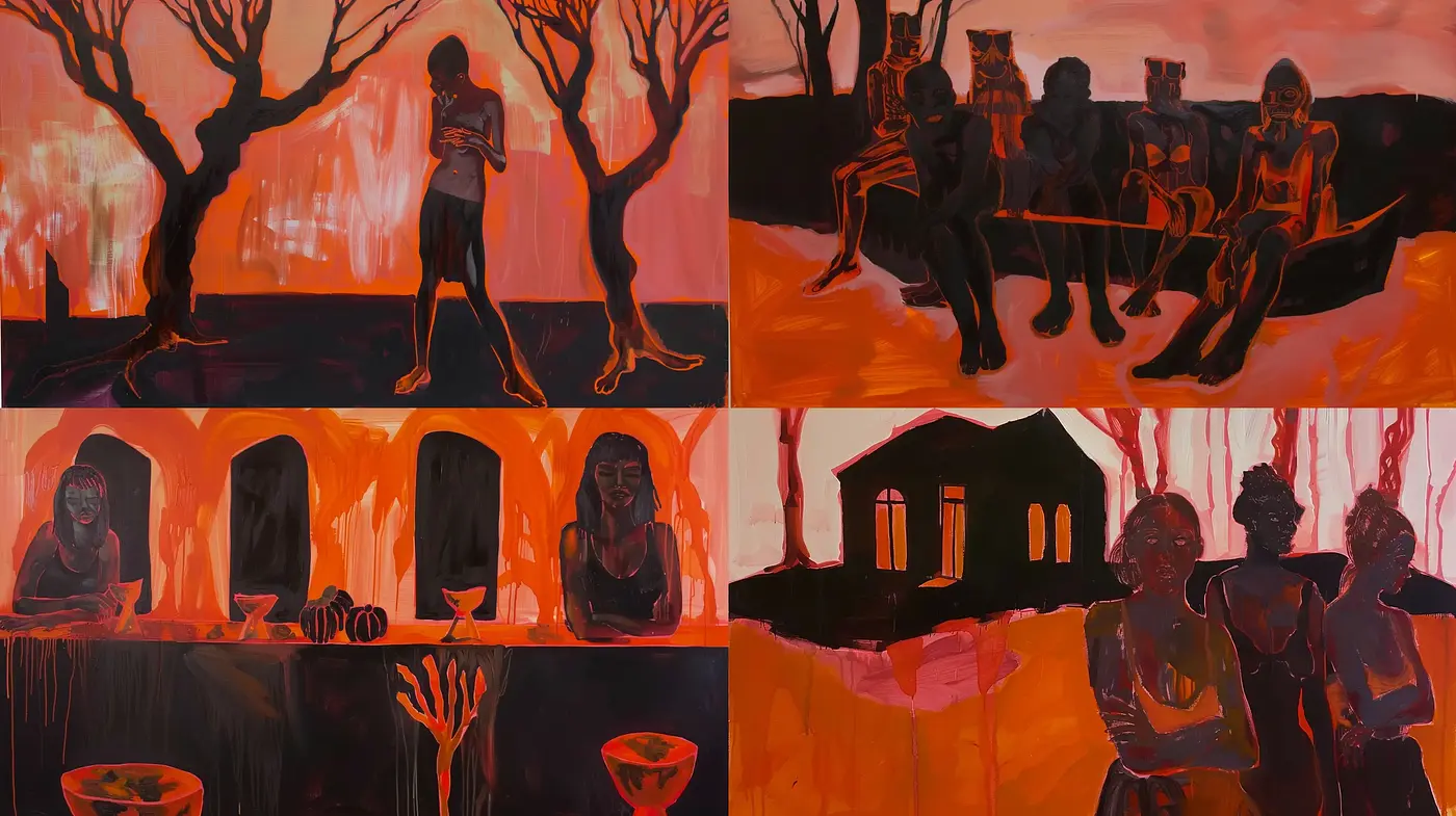 Ethereal Dusk: A Consistent Display of Warm Tones and Shadow Play - Midjourney sref style