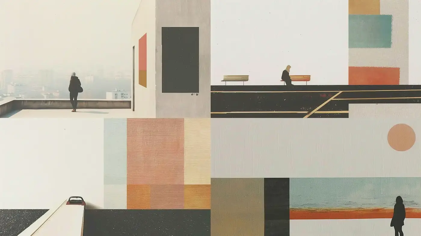 Melancholic Minimalism with a Modern Abstract Flair - Midjourney sref style