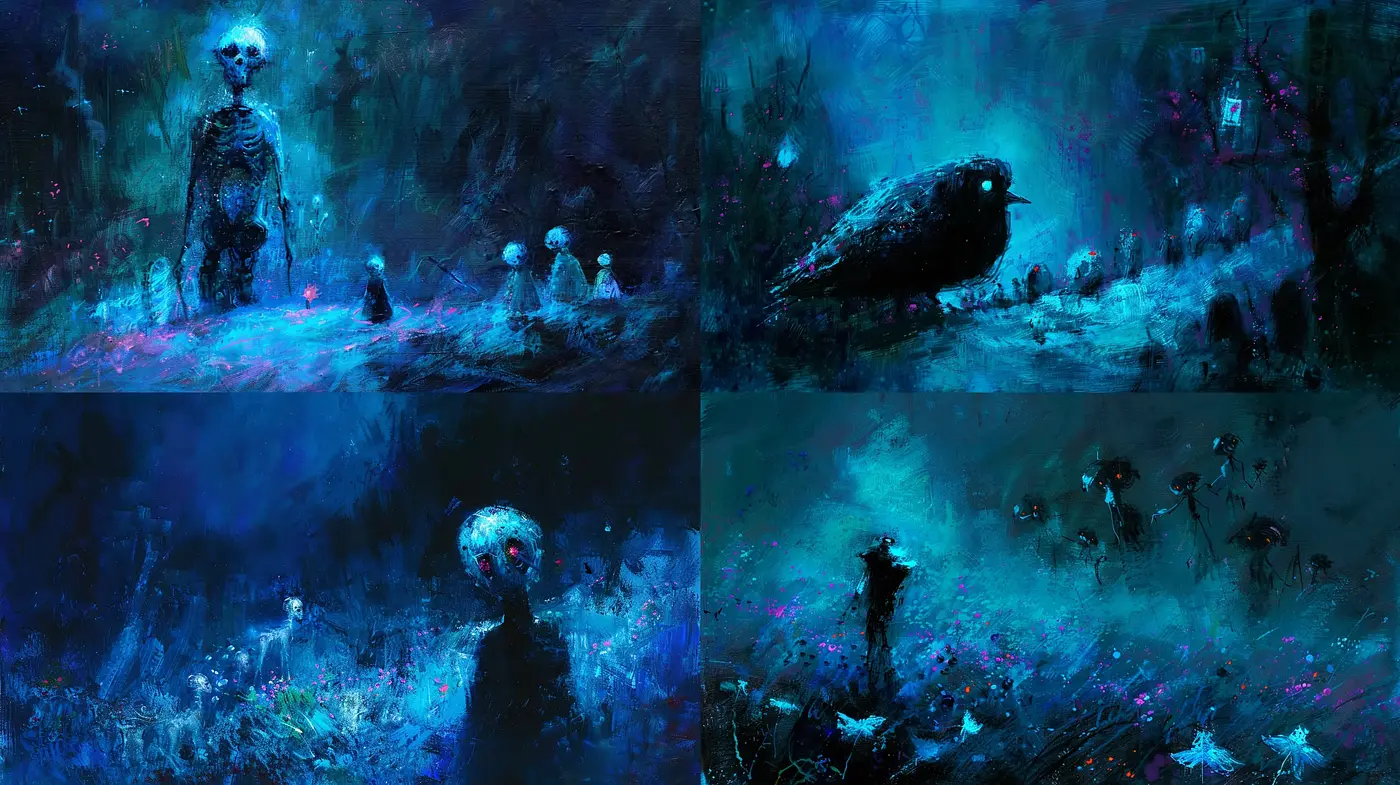 Ethereal Nocturnal Dreamscape: A Cohesive Exploration of Dark Surrealism - Midjourney sref style