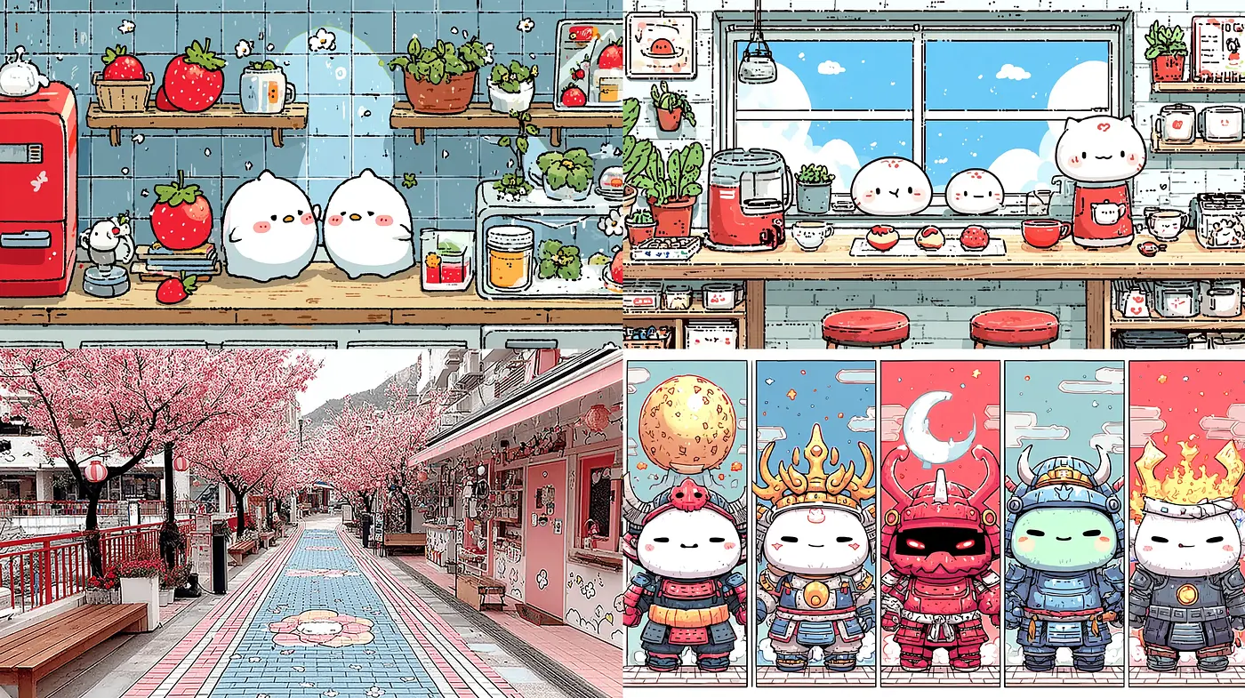 Charming Whimsical Aesthetic with Playful Characters and Bright Colors - Midjourney sref style