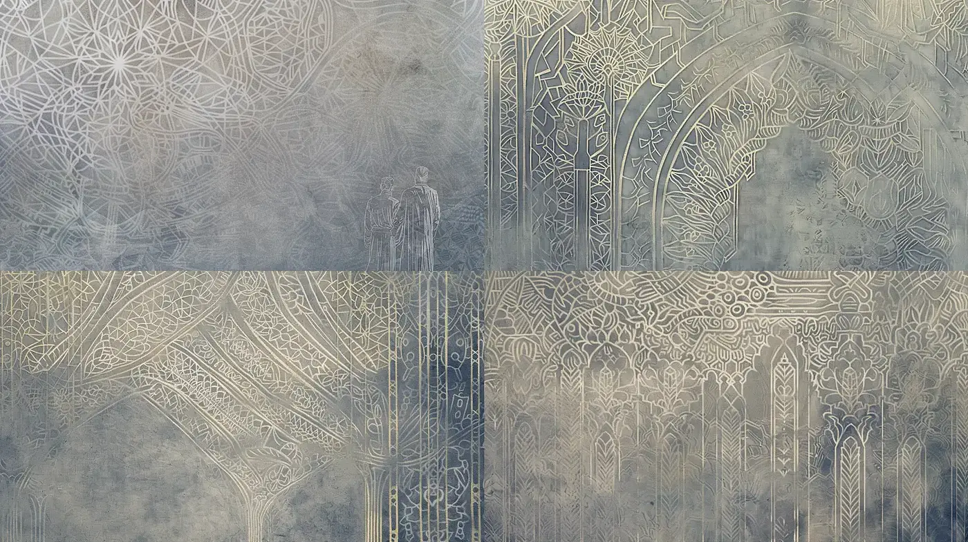 Intricate Textured Abstract Patterns with Ethereal Quality - Midjourney sref style