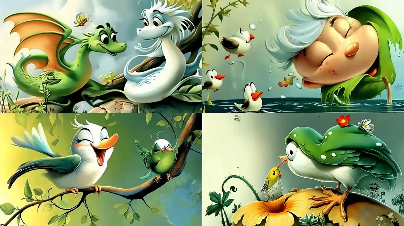 Enchanted Brushstrokes of Whimsical Fauna - Midjourney sref style