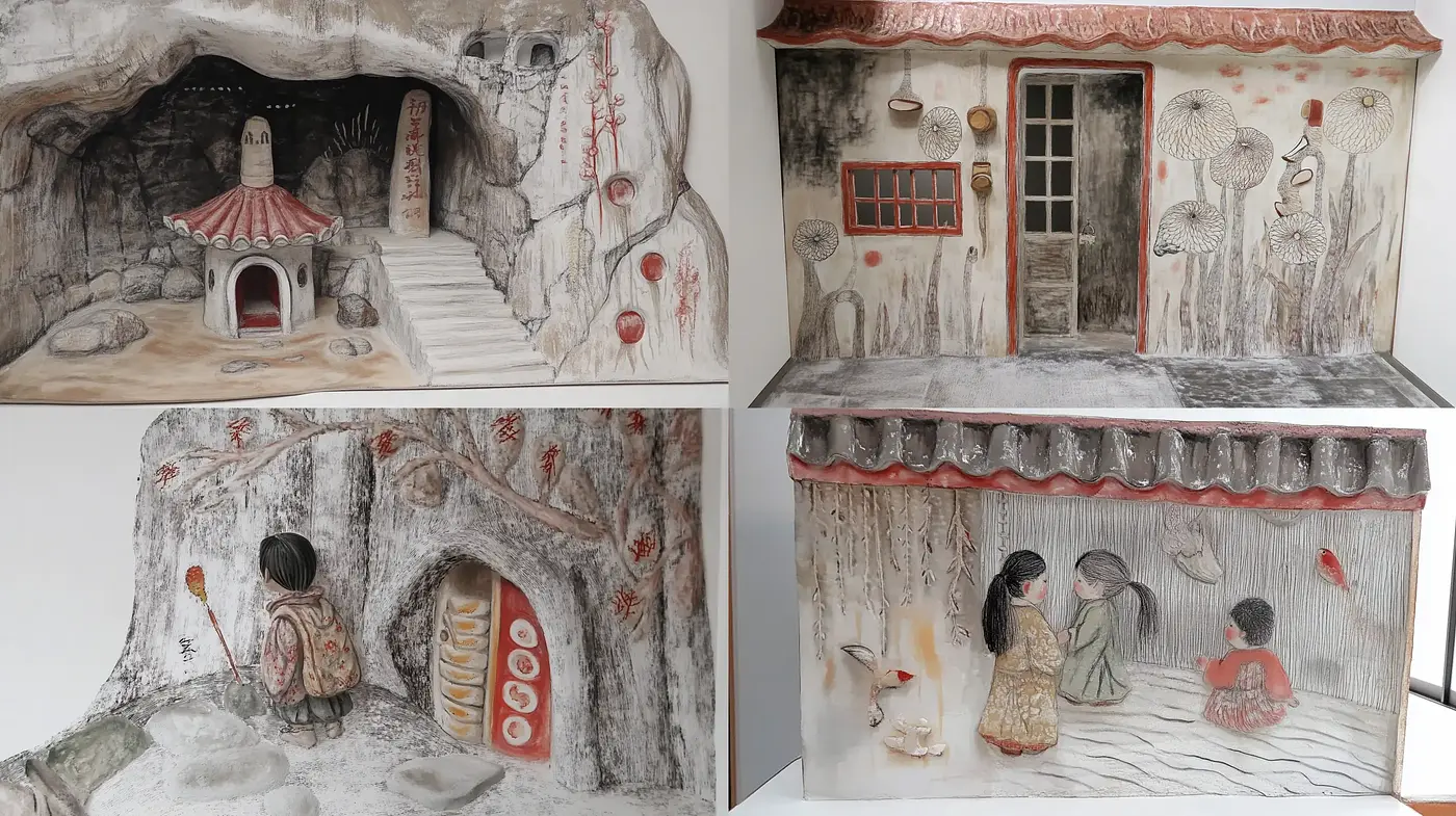 Subdued Whimsical Fantasy with Ethereal Ink-Wash Essence - Midjourney sref style