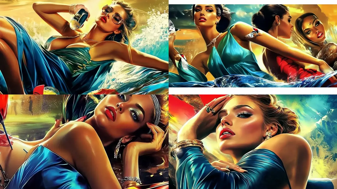 Glamorous Cinematic Portraiture with a Lustrous Finish - Midjourney sref style