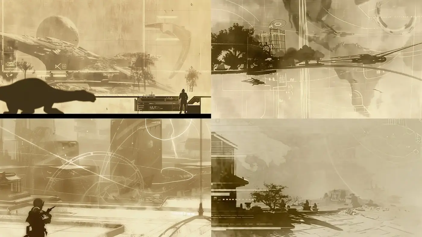 Futuristic Vintage Sci-Fi Aesthetic with a Monochromatic Palette - Midjourney sref style