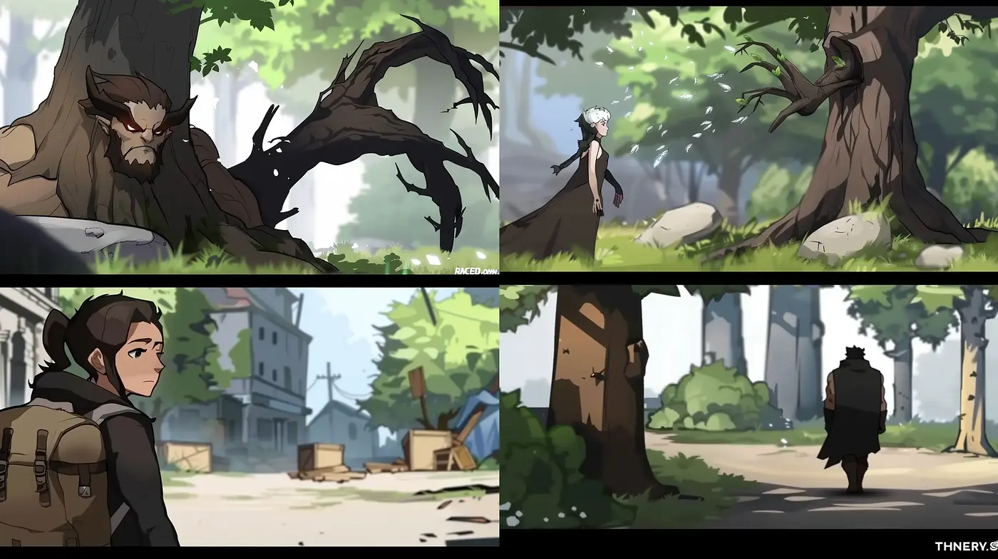 Consistent Essence of Subdued Anime Across Varying Fantasy and Dystopian Settings - Midjourney sref style