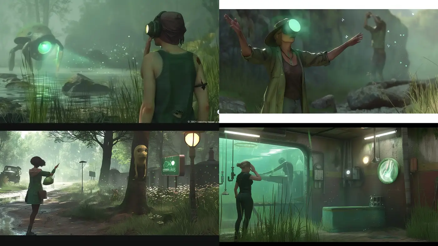 Ethereal Glimmer in a Misty Green Dreamscape - Midjourney sref style