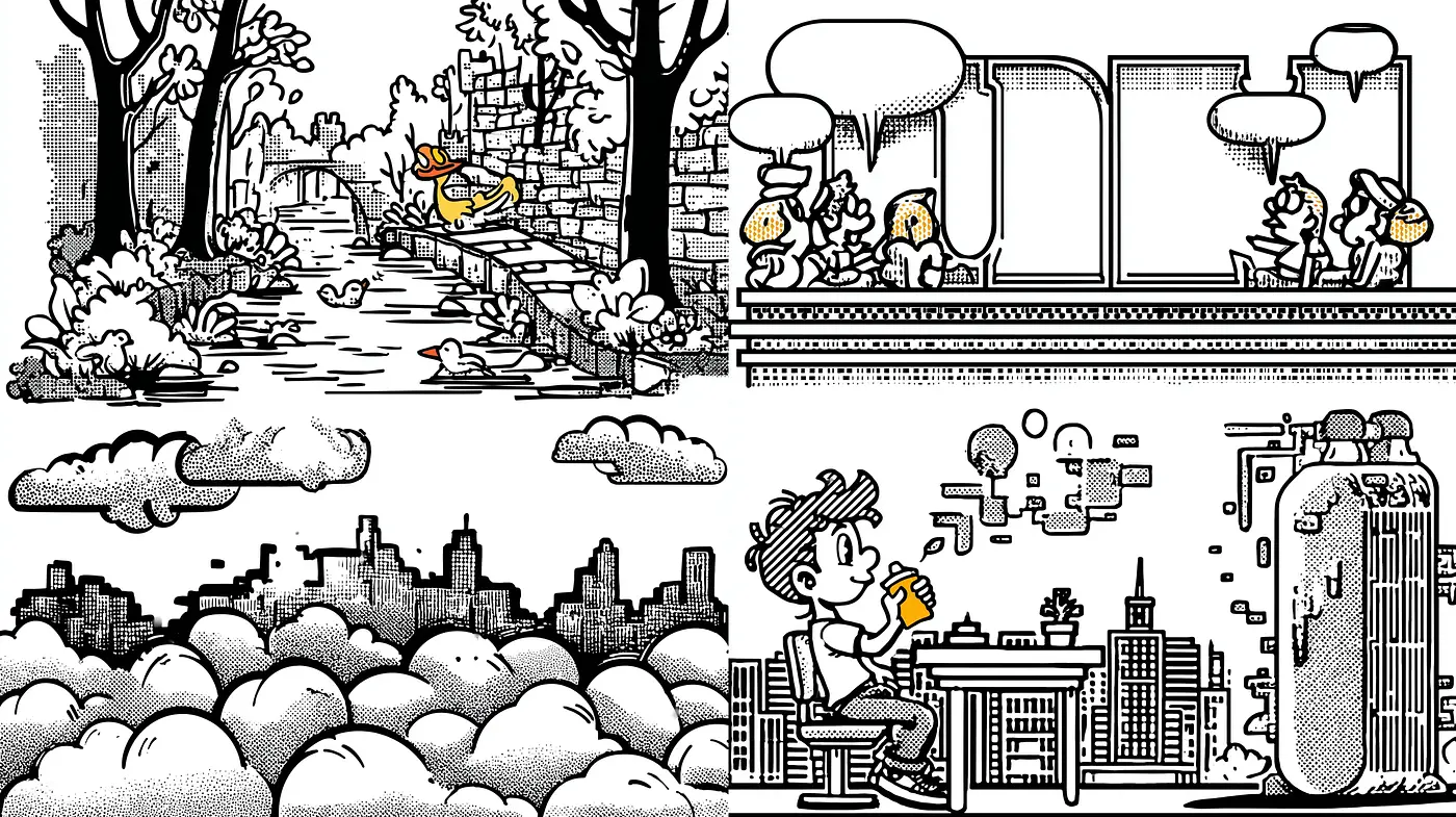 Quirky and Playful Illustrated Scenes with a Whimsical Touch - Midjourney sref style