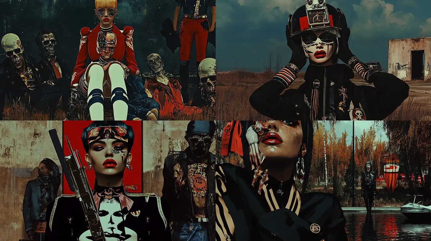Grim Futuristic Dystopia with Retro Military Aesthetic - Midjourney sref style