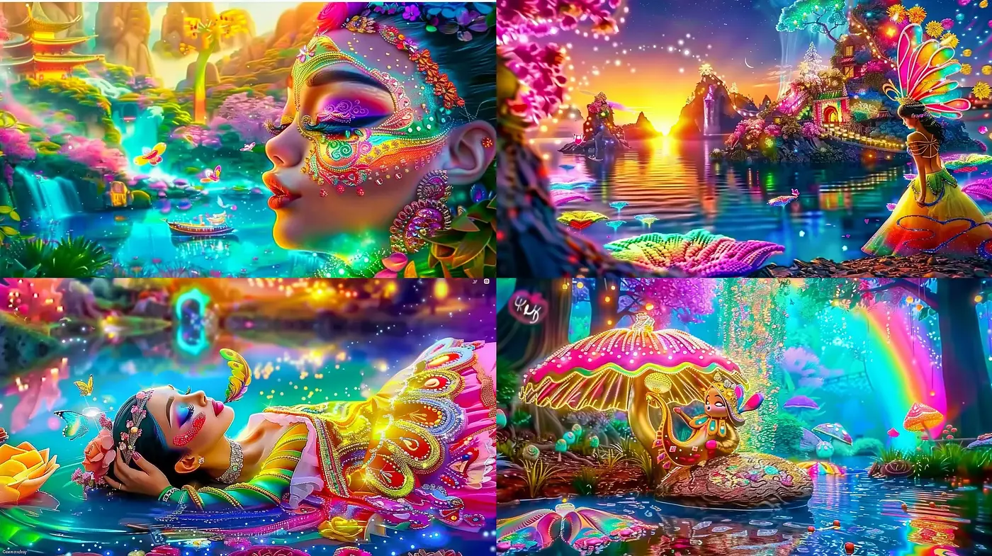 Luminous Enchanted Reverie: A Vibrant Exploration of Fantasy - Midjourney sref style
