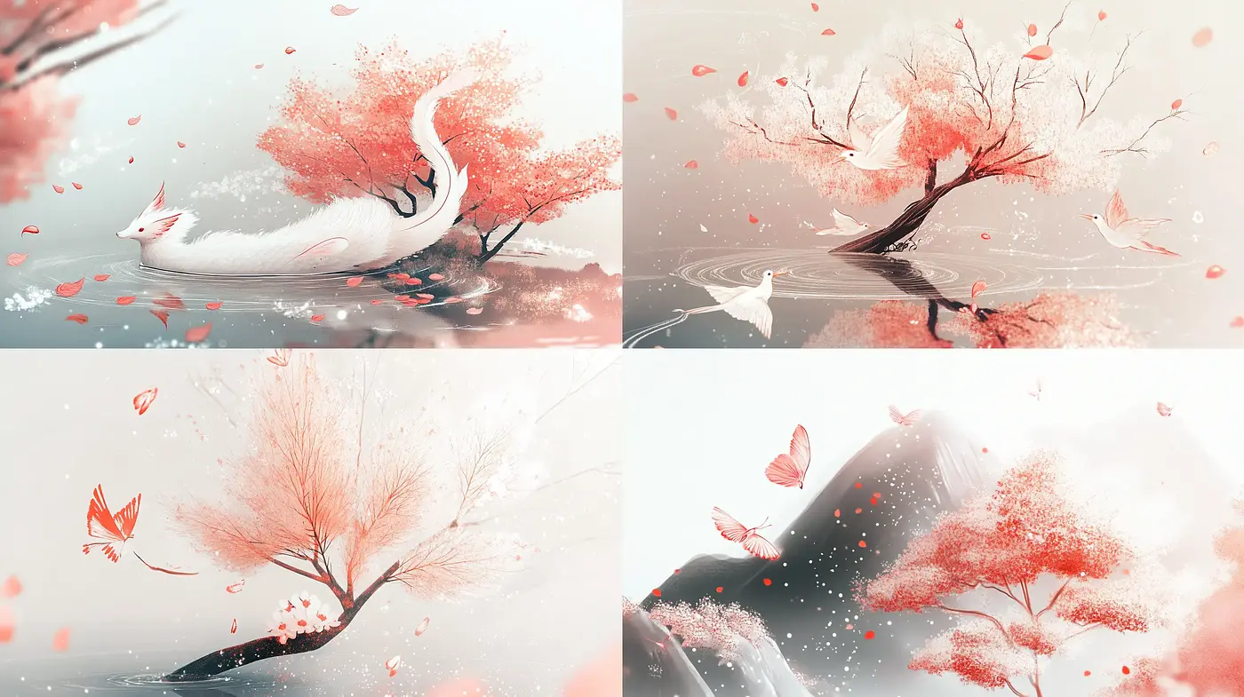 Ethereal Sakura Serenity: A Consistent Dreamlike Ambience Across Varied Scenes - Midjourney sref style
