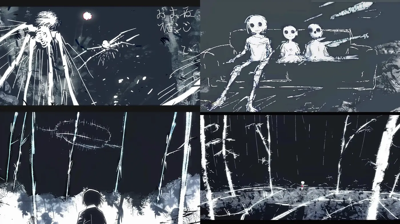 Ethereal Monochrome Dreamscape: Abstract Textural Vision - Midjourney sref style
