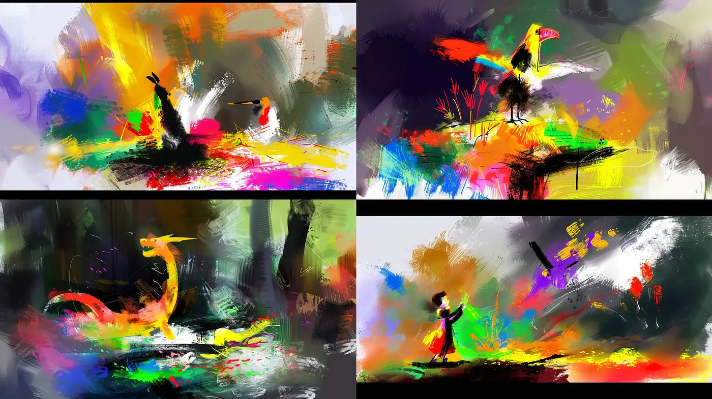 Dynamic Brushstrokes of Vivid Impressions - Midjourney sref style