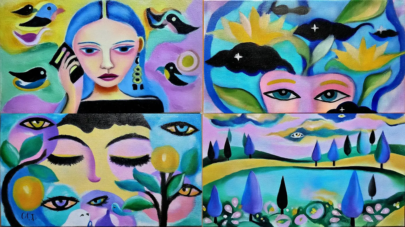 Vibrant Surrealist Expressions with a Dreamlike Quality - Midjourney sref style