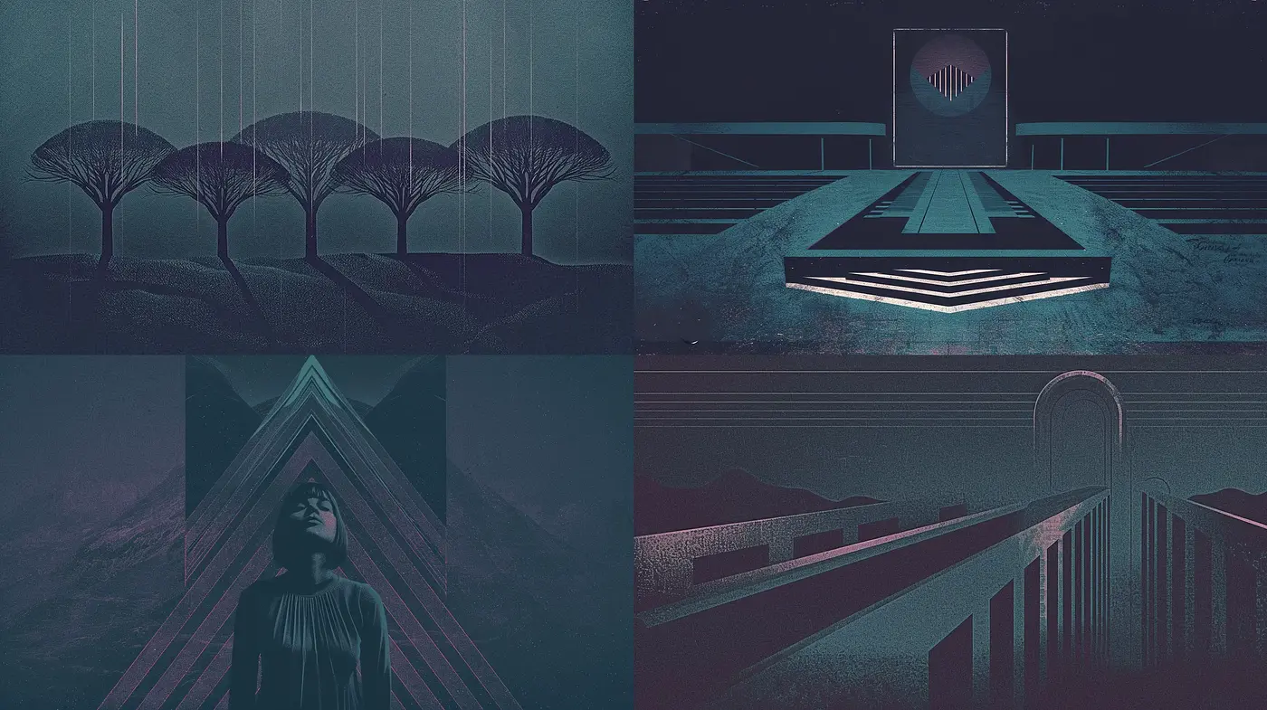 Ethereal Nocturnal Dreamscape with Symmetric Allure - Midjourney sref style