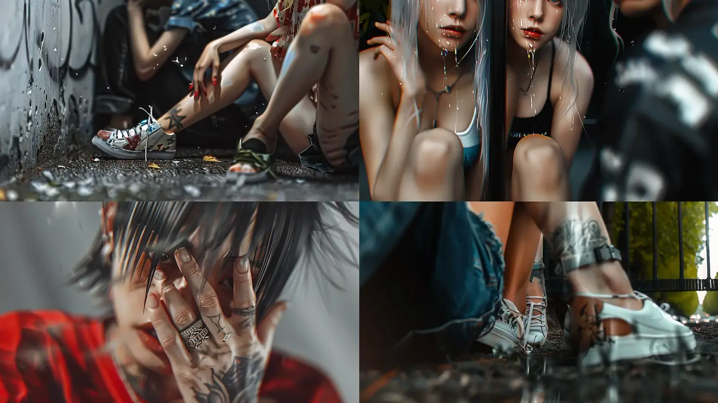 Rain-Soaked Portraiture with Melancholic Cinematic Overtones - Midjourney sref style