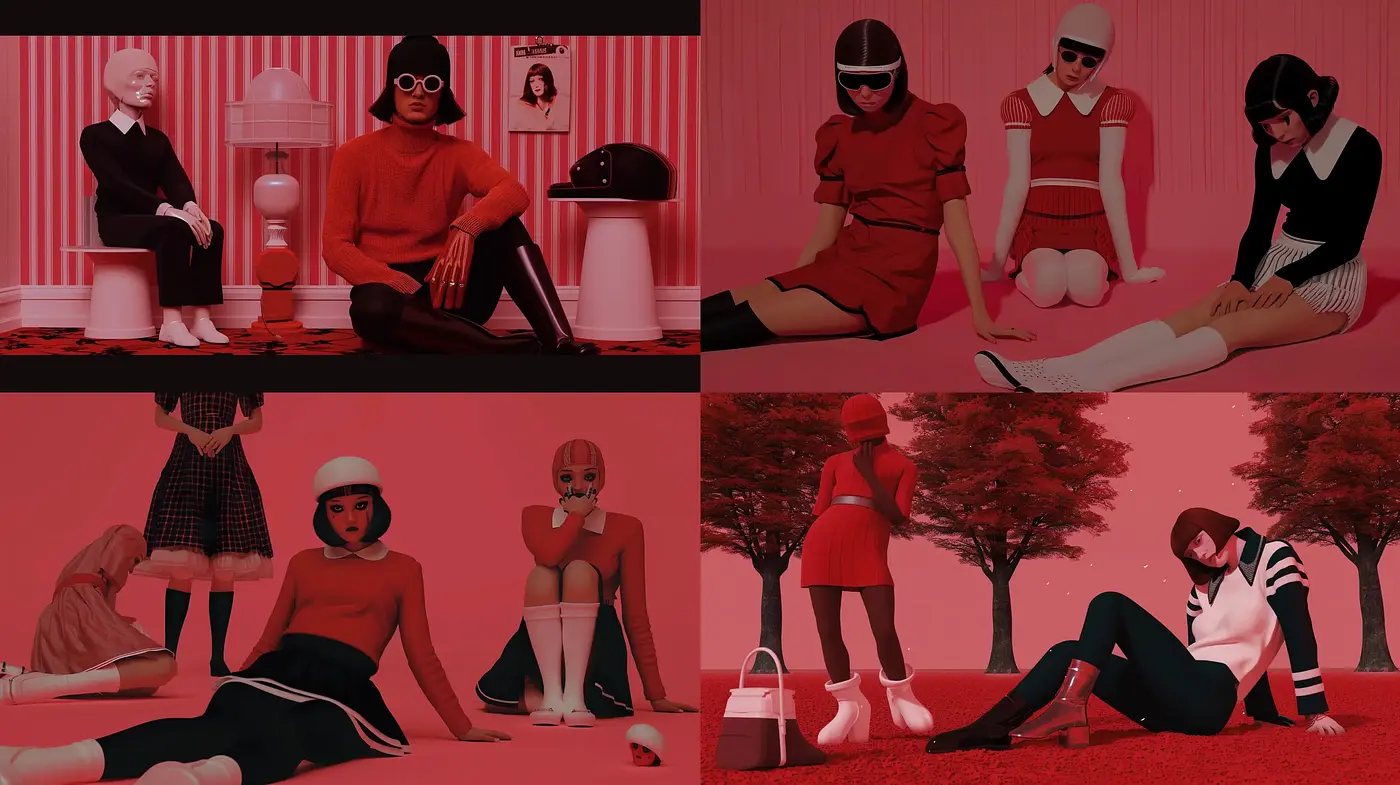 Monochromatic Red Hues with a Modernist Touch - Midjourney sref style
