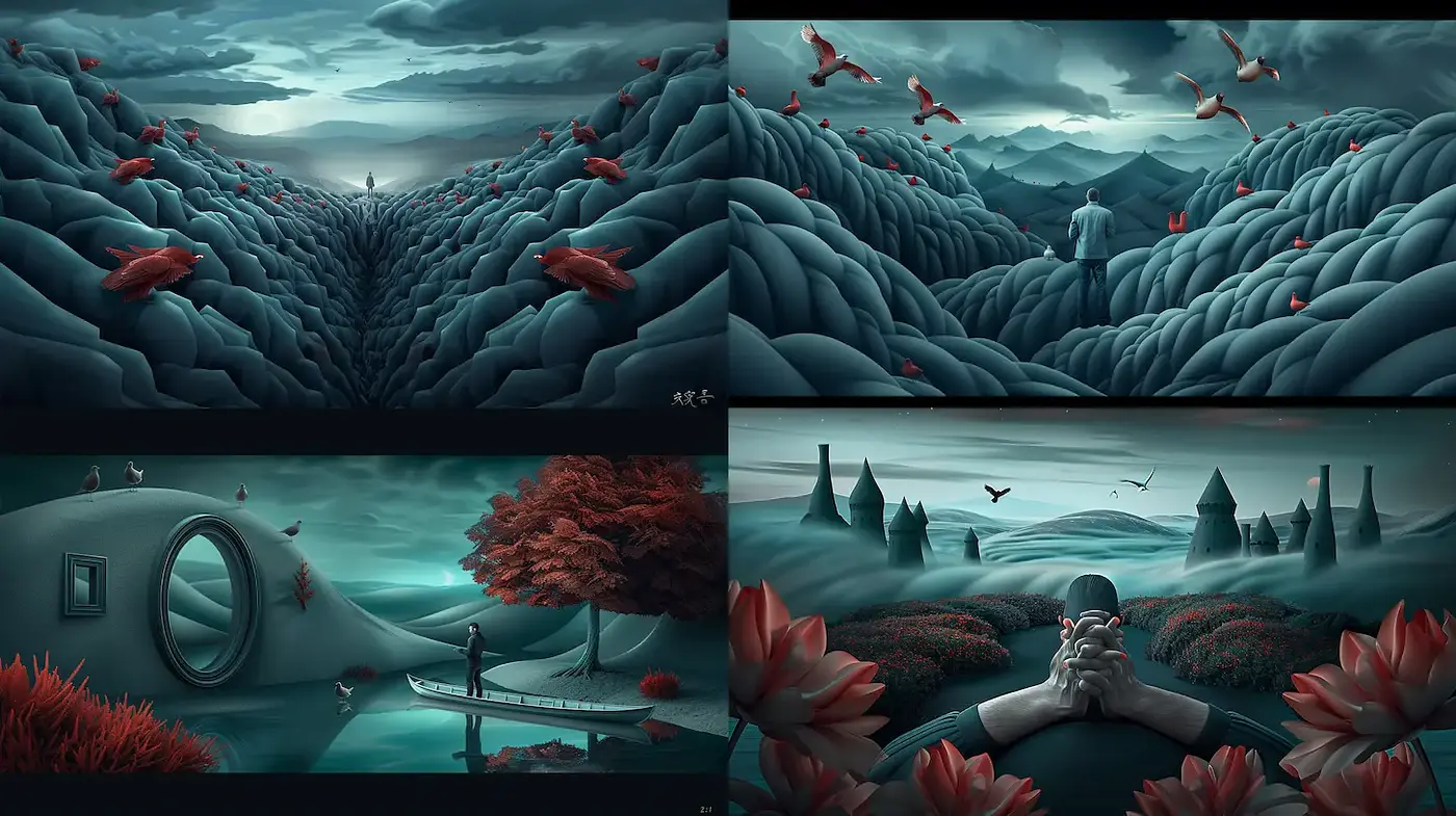 Surreal landscapes with a dreamlike quality and ethereal ambiance - Midjourney sref style