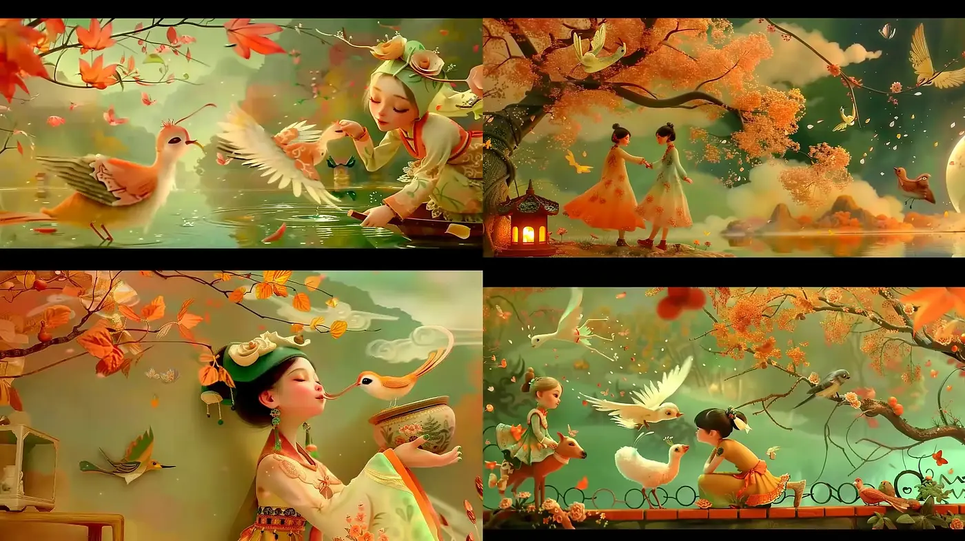 Ethereal Autumnal Symphony: A Celebration of Harmonious Colors and Dreamy Imagery - Midjourney sref style