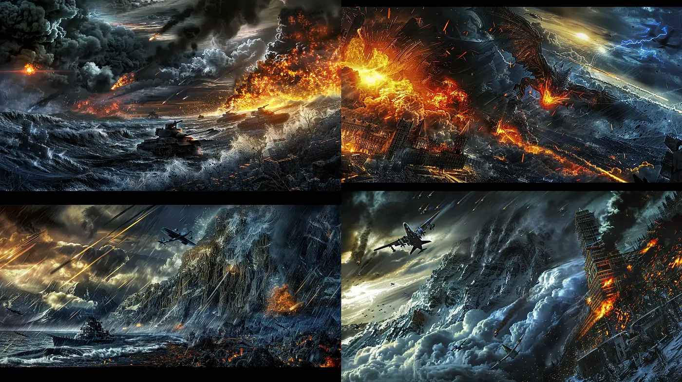 Apocalyptic Visions in a Dramatic Hellscape - Midjourney sref style