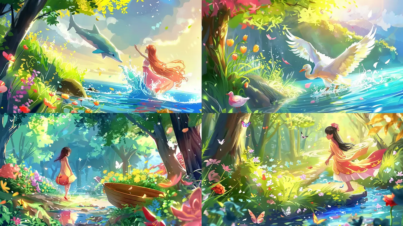 Enchanted Forest Dreamscape: A Harmonious Blend of Lush Colors and Light - Midjourney sref style