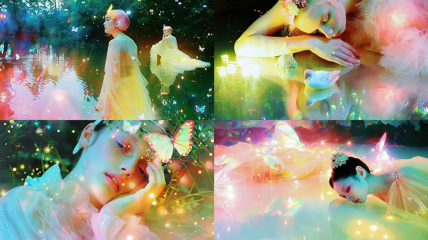 Enchanted Luminance: A Fusion of Dreamlike Ethereality and Vivid Hues - Midjourney sref style