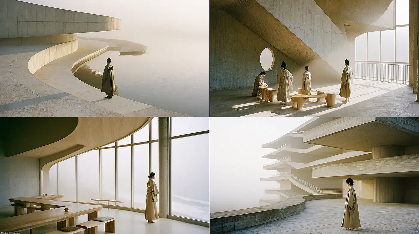 Contemporary Minimalism with a Hint of Serenity and Ethereal Quality - Midjourney sref style