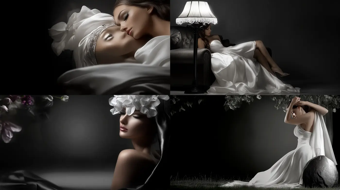 Monochromatic Elegance with a Luminous Noir Essence - Midjourney sref style