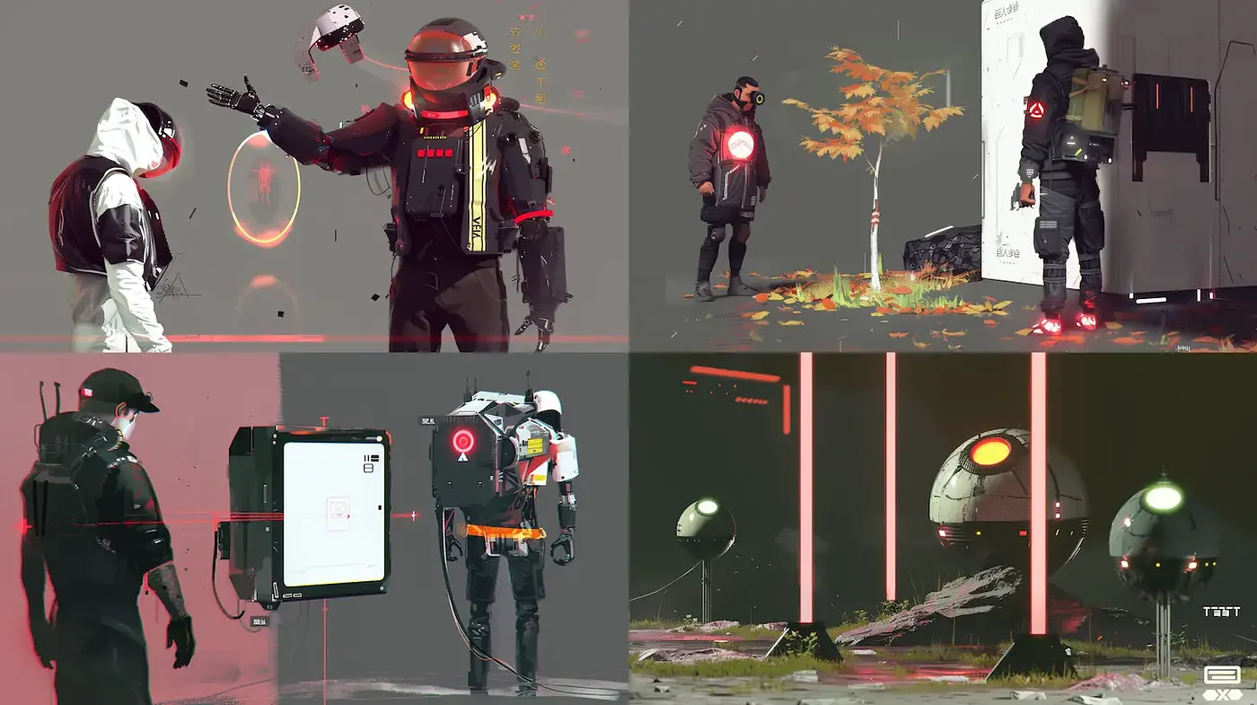 Futuristic and minimalistic sci-fi aesthetic with hints of cyberpunk elements - Midjourney sref style