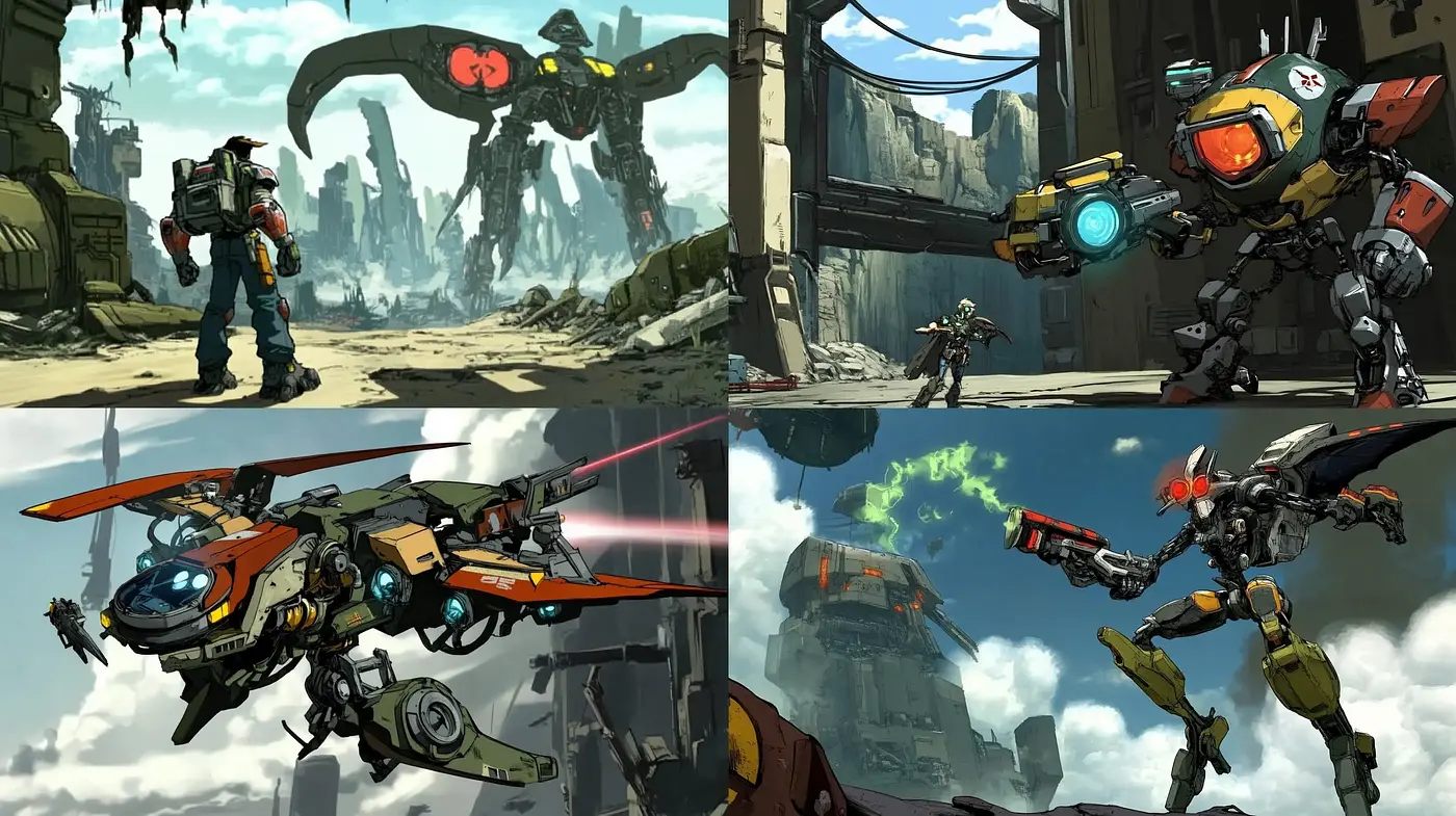 Futuristic Mechanized Warfare: A Vision of Advanced Robotics in Combat Scenarios - Midjourney sref style