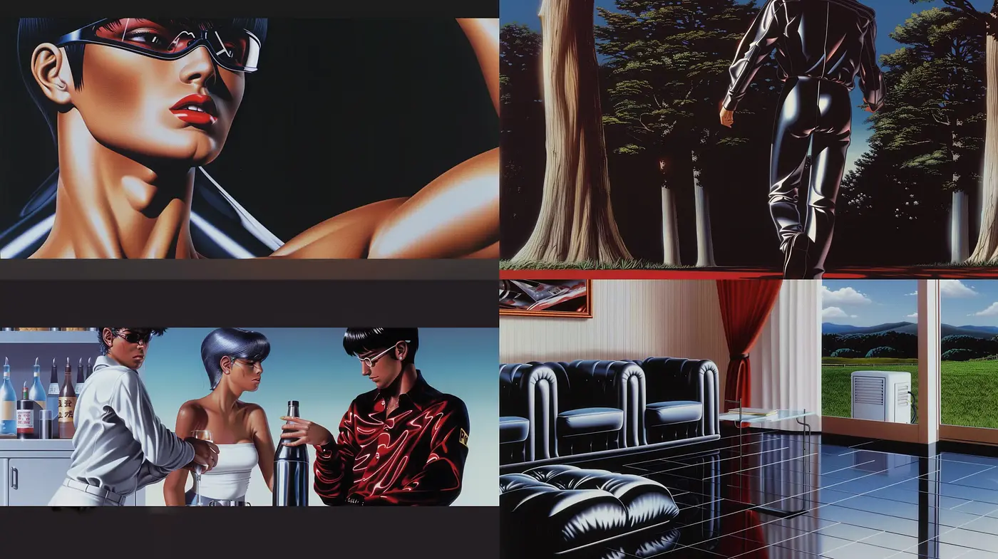 Sleek Cyberpunk Aesthetic with a Retrofuturistic Edge - Midjourney sref style