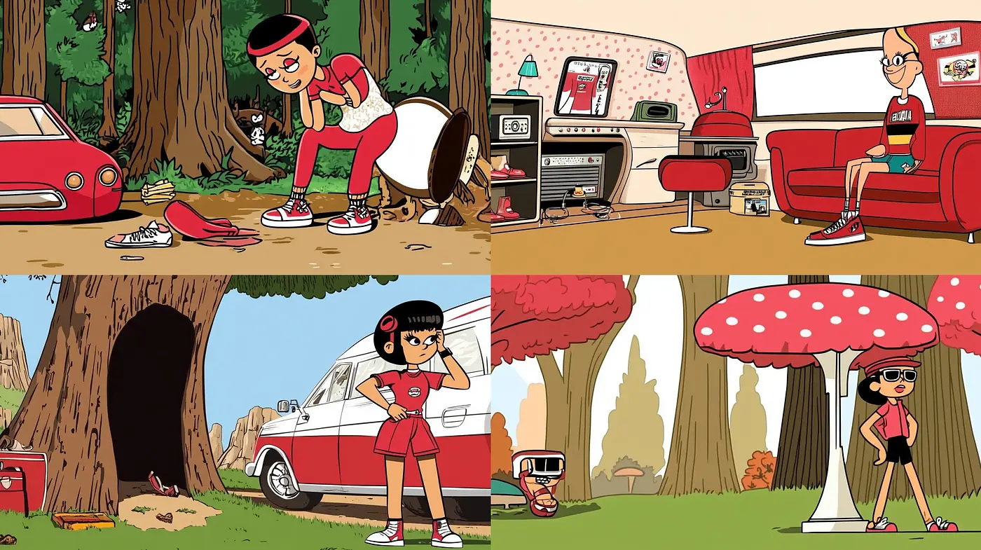 Retro Animated Adventure - A Fusion of Bold Lines and Contemporary Cartoony Aesthetics - Midjourney sref style