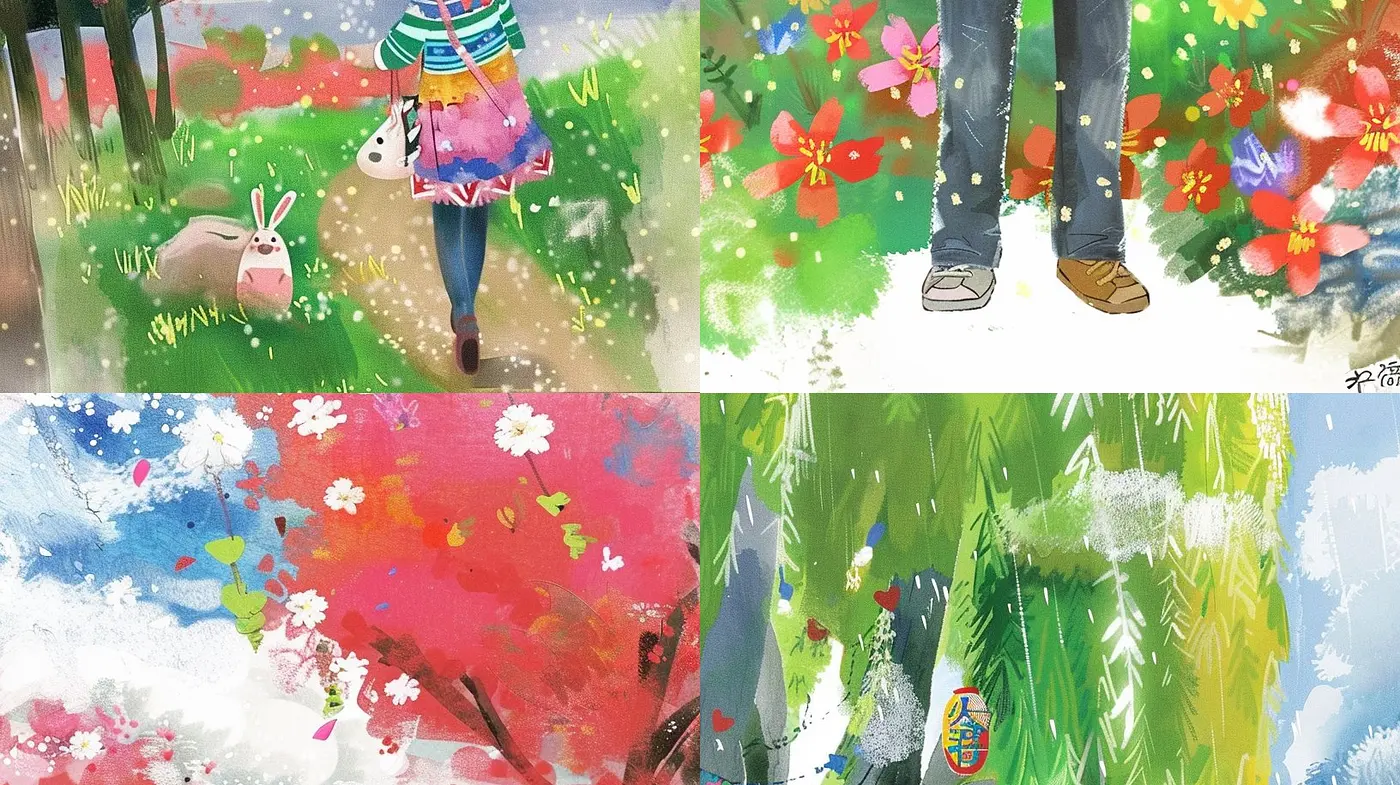 Whimsical Watercolor Dreamscape: A Fusion of Vibrant Hues and Soft Textures - Midjourney sref style