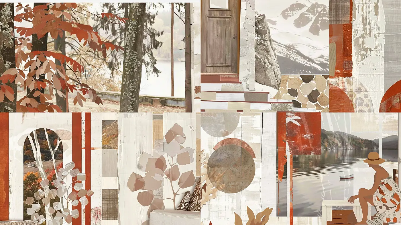 Autumnal Harmony in Collage: A Study of Textural Layers and Earth Tones - Midjourney sref style
