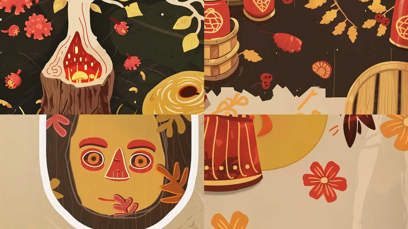 Autumnal Harmony: Earthy Tones Blending Nature and Whimsy - Midjourney sref style
