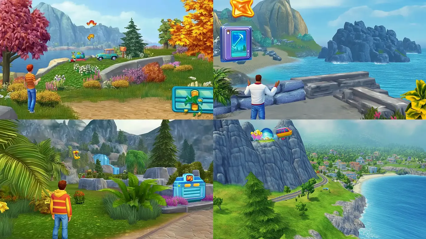 Serene Natural Landscapes with Lively Cartoon Elements - Midjourney sref style