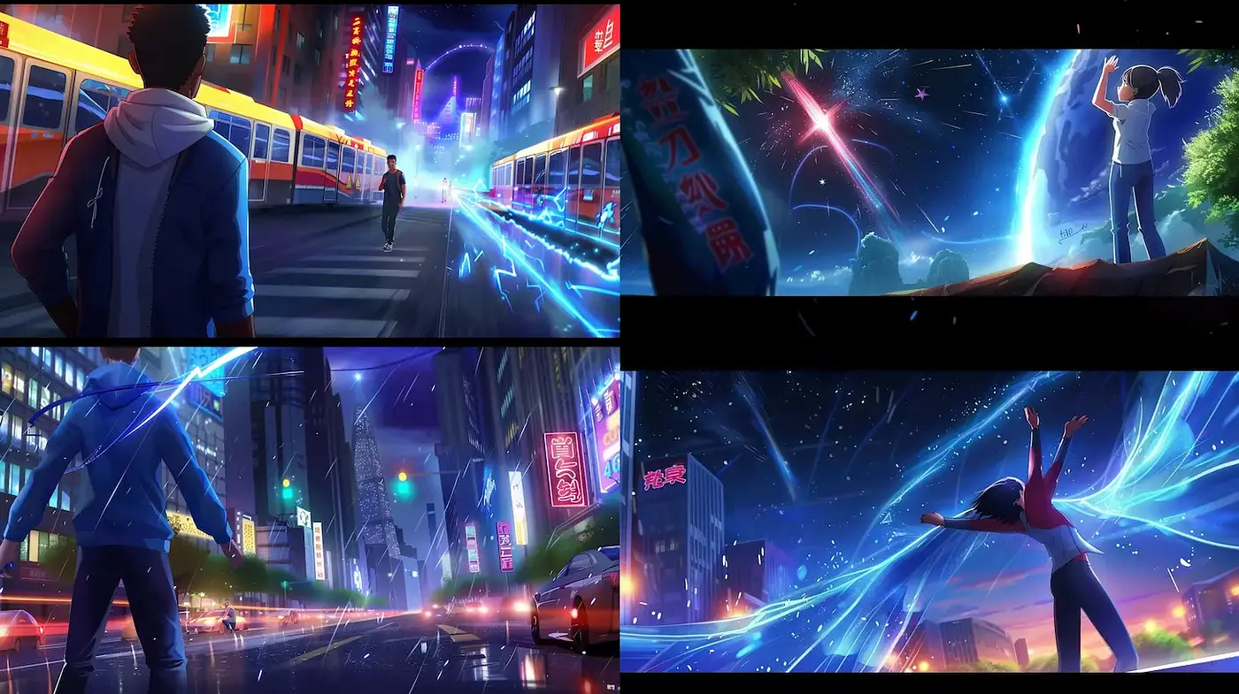 Dynamic Urban Fantasy with Ethereal Elements and Vibrant Color Compositions - Midjourney sref style