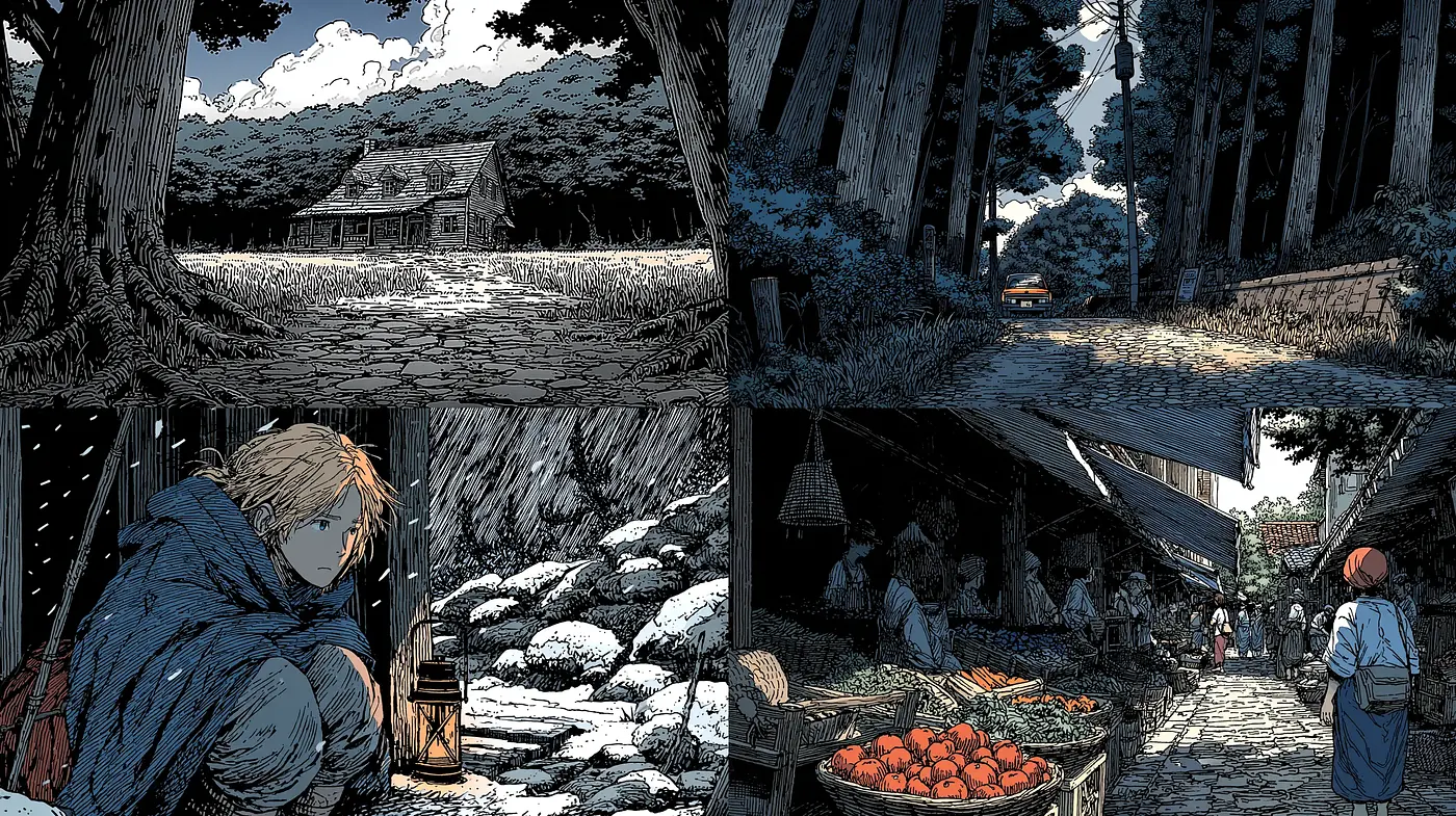 Stylized Illustrations with a Blend of Nostalgia and Realism - Midjourney sref style
