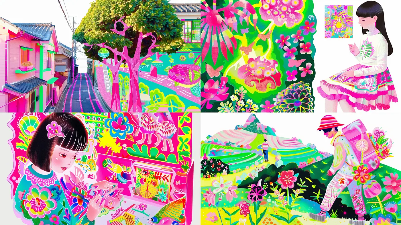 Vibrant Euphoria: An Ode to Colorful Surrealism and Whimsical Spaces - Midjourney sref style