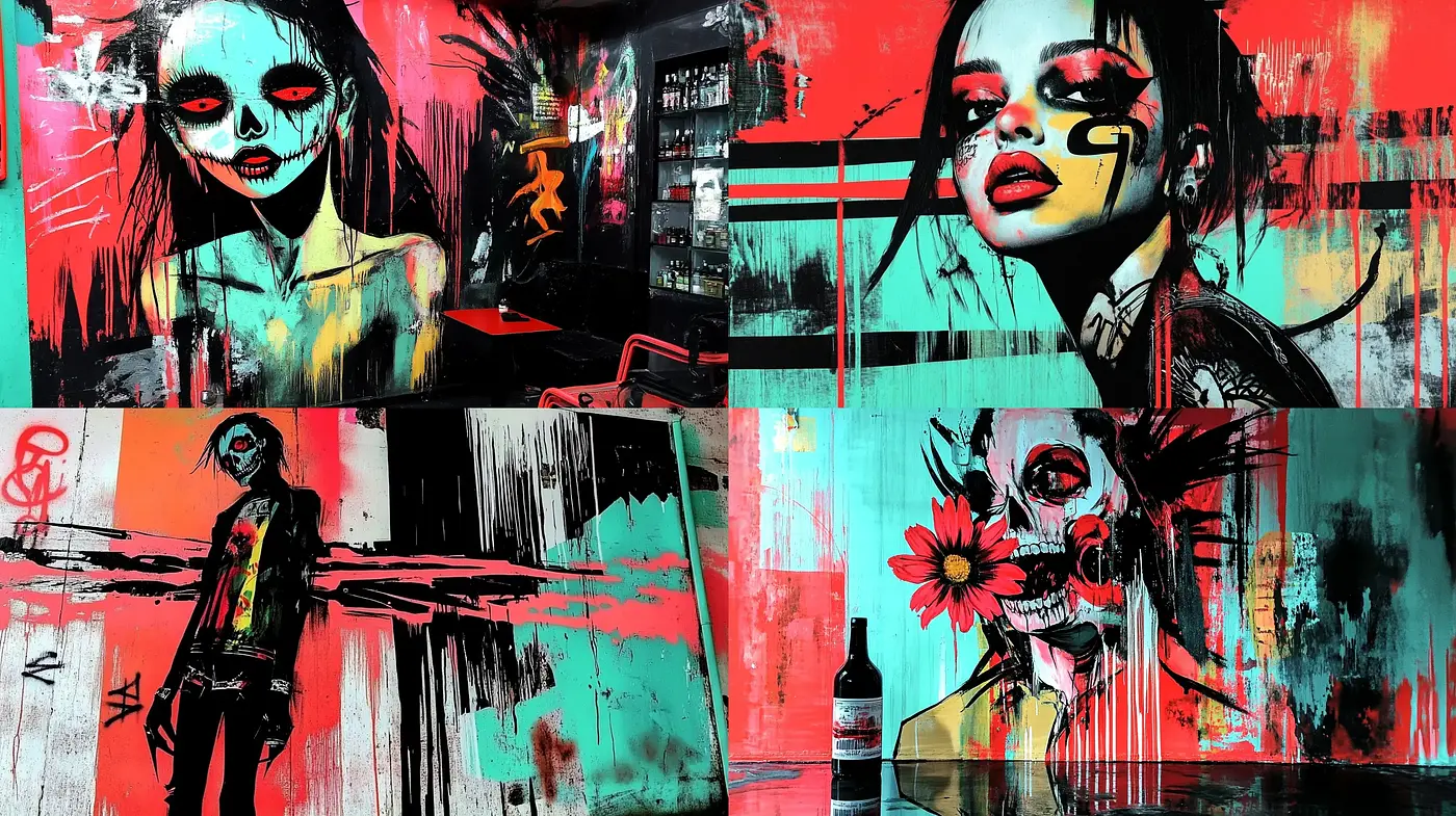 Abstract Expressionist Fusion with Graffiti-like Vigor - Midjourney sref style