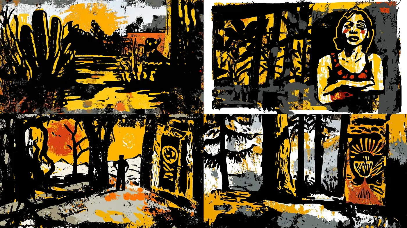 Stark Contrast Expressionism with Bold Textures - Midjourney sref style