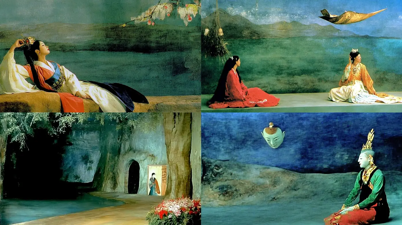 Ethereal Dreamscape Visions in Tranquil Hues - Midjourney sref style