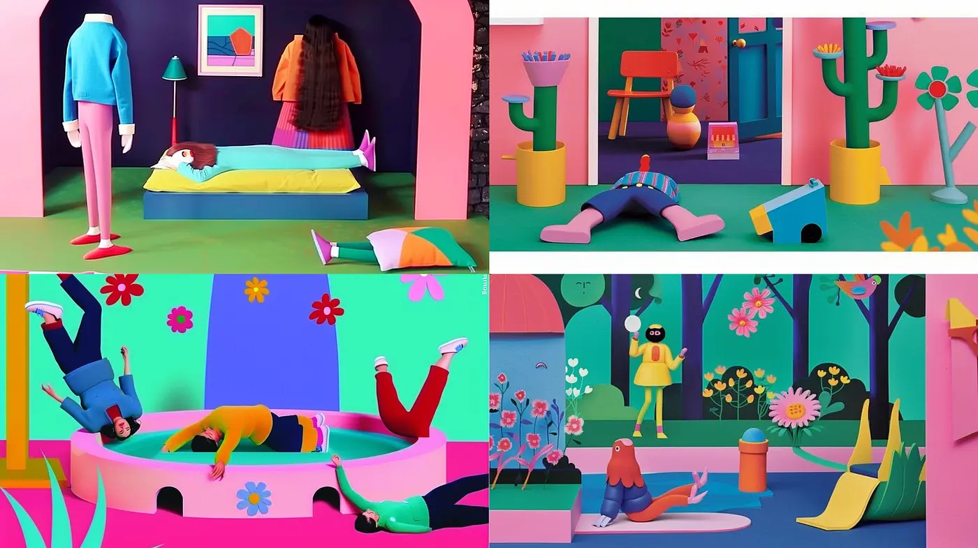 Vibrant Surrealist Dreamscape with a Whimsical Touch - Midjourney sref style
