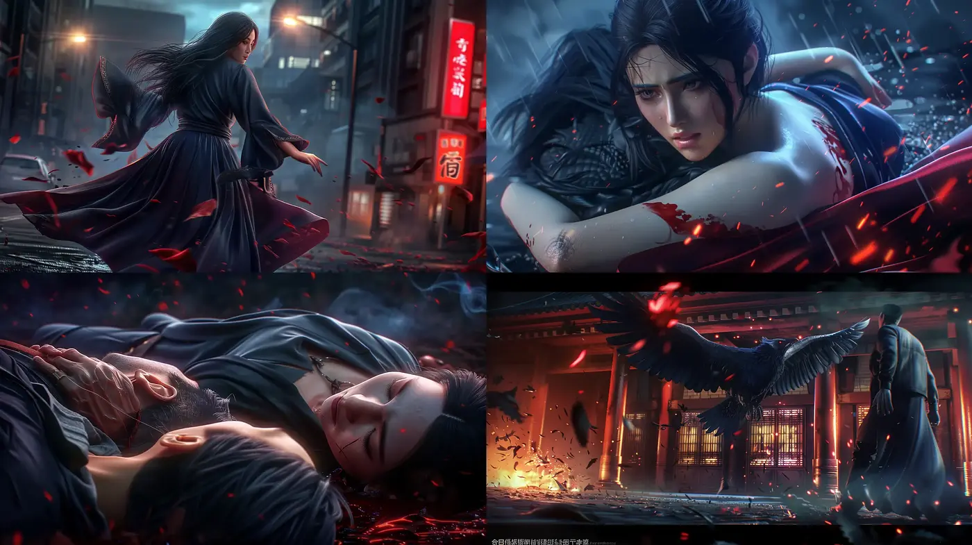 Neo-Noir Cyberpunk Aesthetic with Anime Influences - Midjourney sref style
