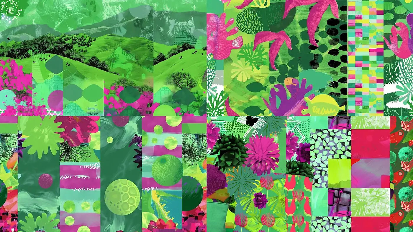 Vibrant and Playful Botanical Patterns with a Touch of Tropical Surrealism - Midjourney sref style
