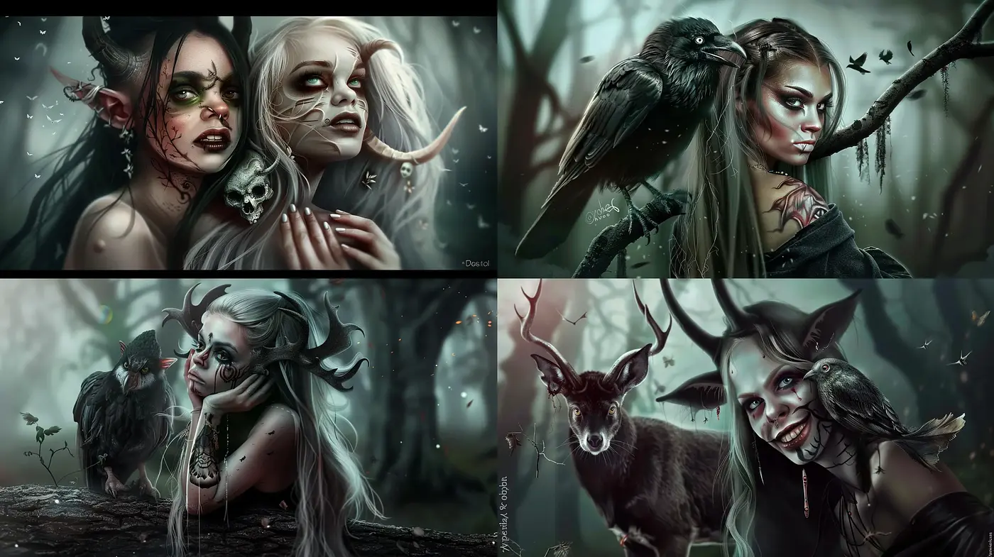 Ethereal Gothic Fantasia: A Darkly Enchanted Visual Symphony - Midjourney sref style